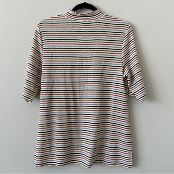 Ellie - Stripe metallic mock neck shirt - Picture 2 of 8